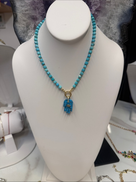 Jewelry - Turquoise Beaded Hamsa Pendant Necklace - Women Jewelry